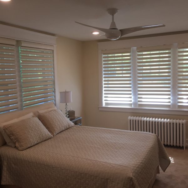bedroom with pirouette blinds